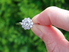 Vintage 1960s 0.82ct Diamond Cluster Ring in 18k White Gold, Unisex