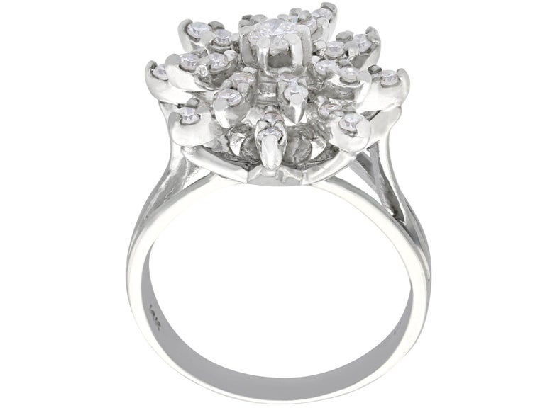 Vintage 1960s Diamond and White Gold Cocktail Cluster Ring For Sale at ...