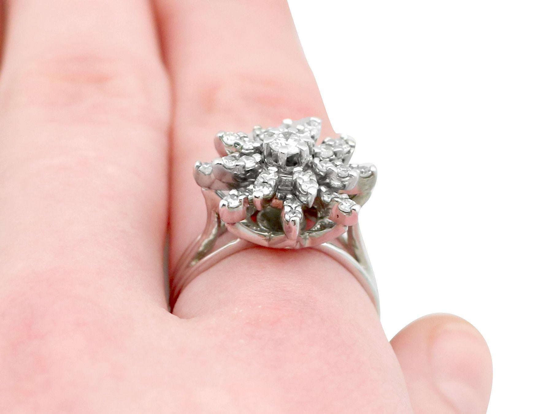 Vintage 1960s Diamond and White Gold Cocktail Cluster Ring For Sale 2