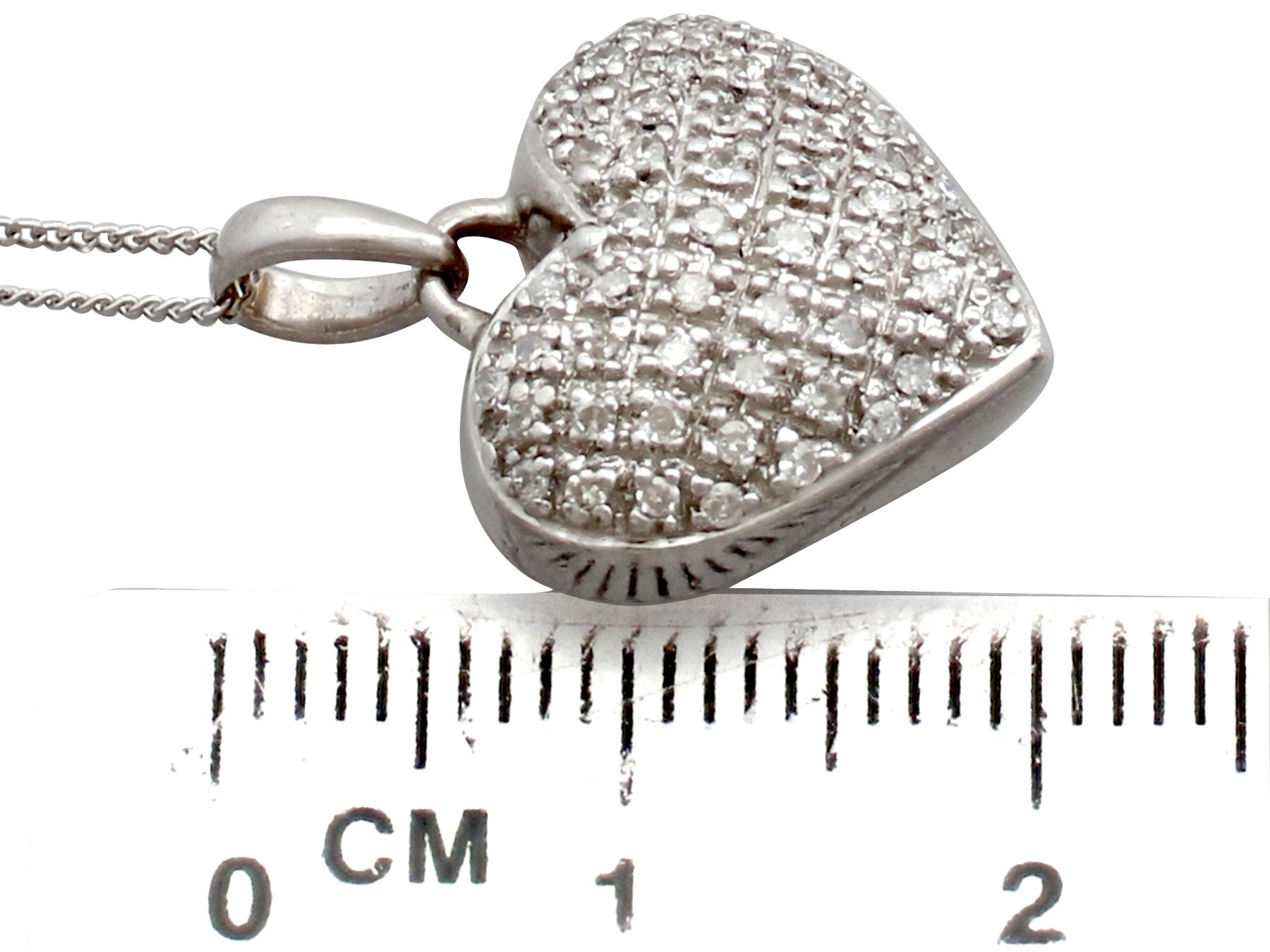 Vintage 1960s Diamond and White Gold Heart Pendant 1