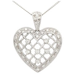 Vintage 1960s Diamond and White Gold Heart Pendant