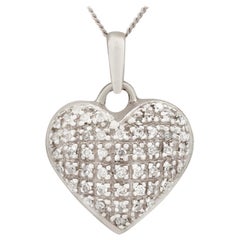 Vintage 1960s Diamond and White Gold Heart Pendant