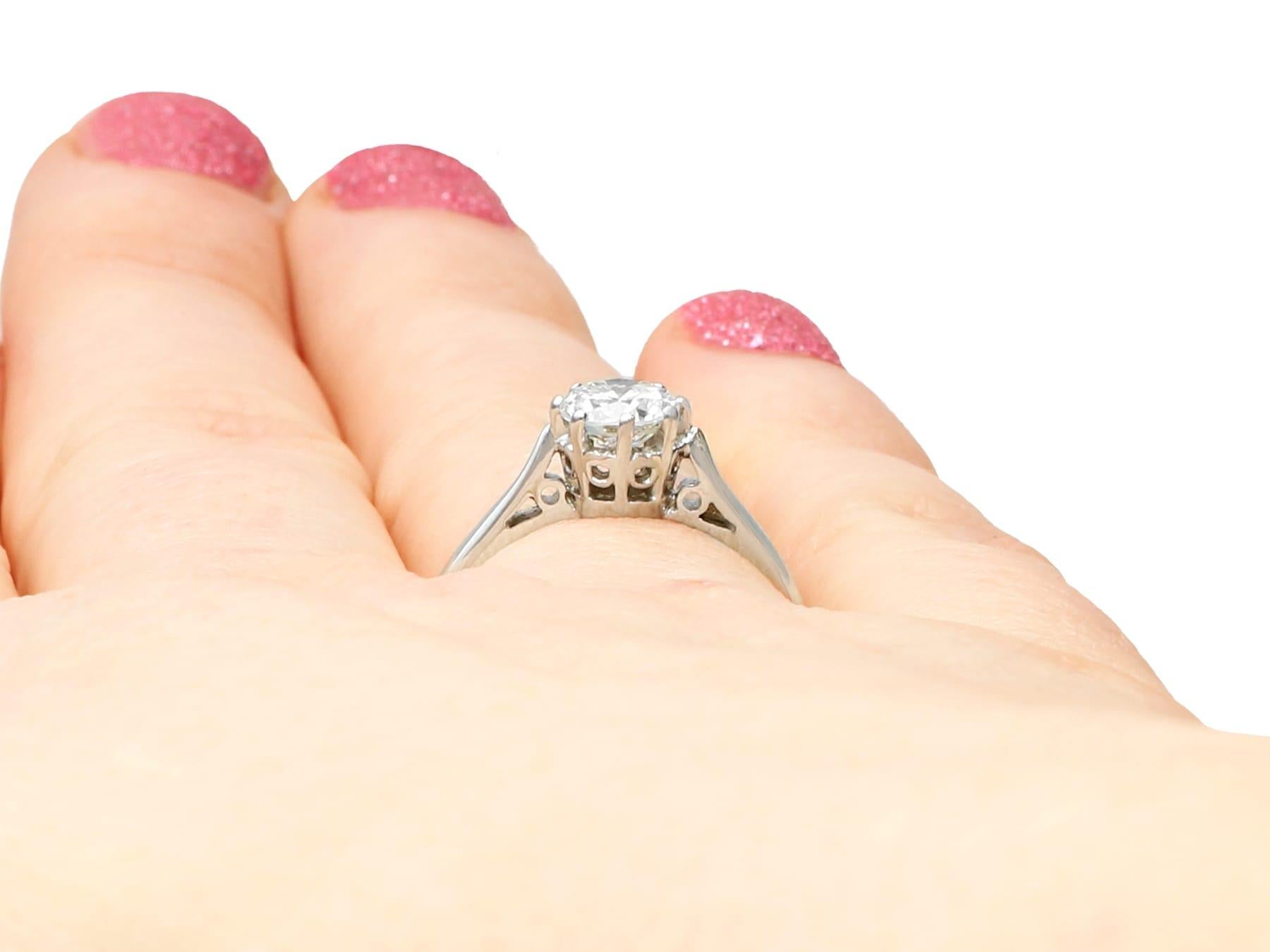 Vintage 1960s Diamond and White Gold Solitaire Engagement Ring For Sale 2