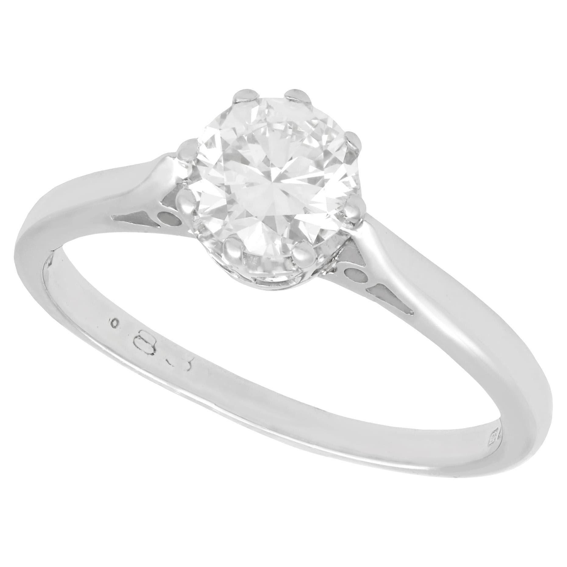 Vintage 1970s Diamond and White Gold Solitaire Engagement Ring For Sale