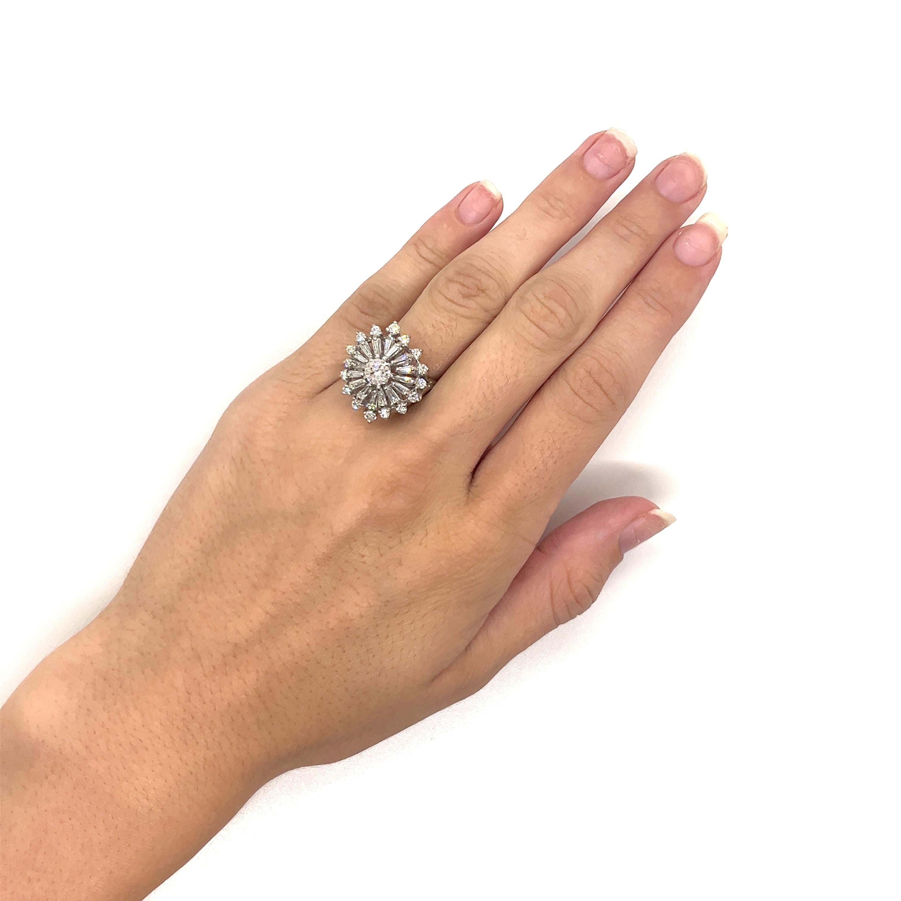 Women's Vintage 1960s Diamond Starburst Cocktail Ring For Sale