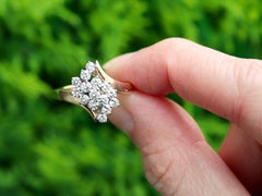 Vintage 1960s Diamond Yellow Gold and White Gold Set Twist Ring