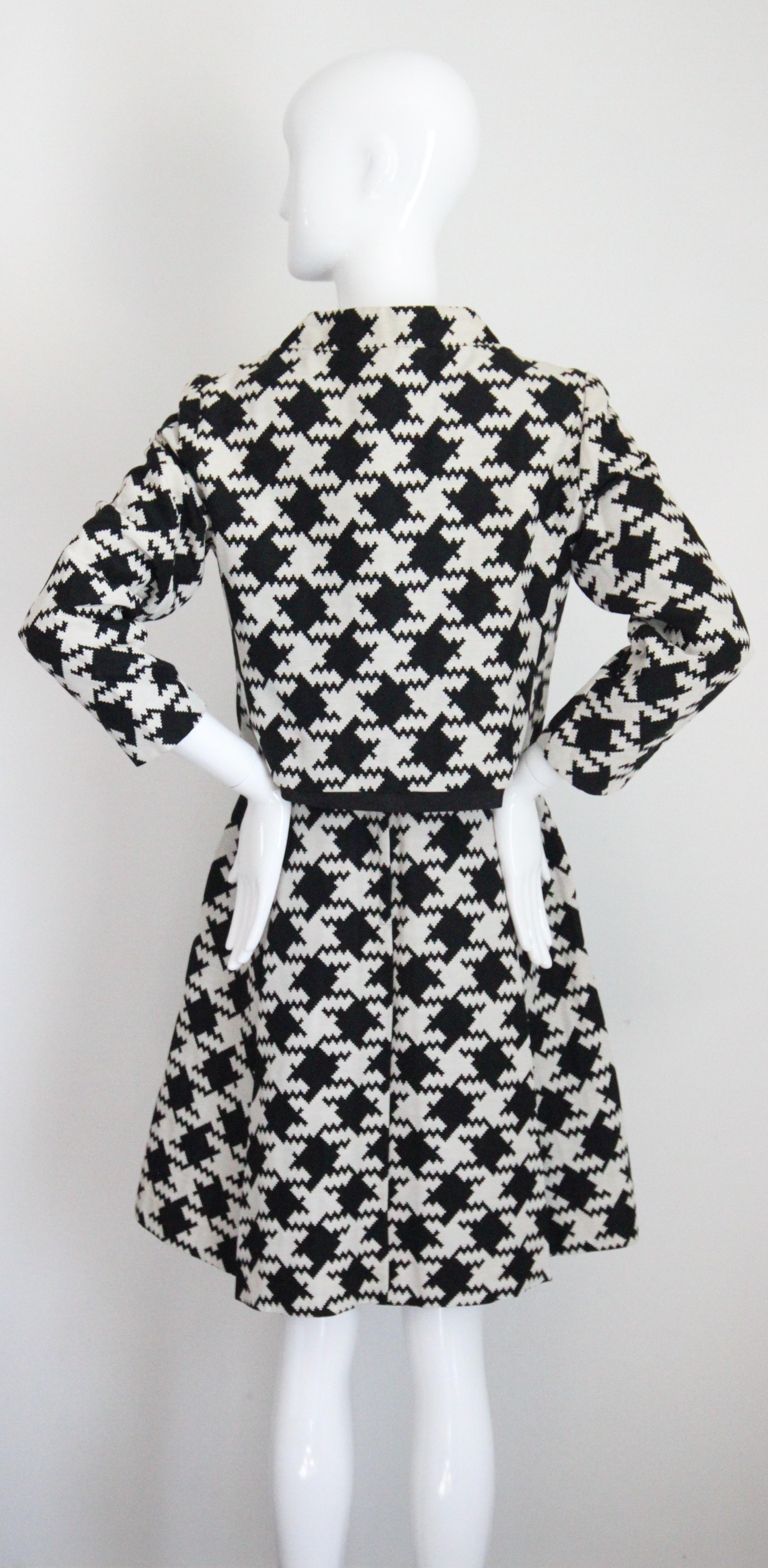 Vintage 1960's Dogtooth Dress & Jacket Set Alfred Werber Dress Suit UK 10 US 6 For Sale 9