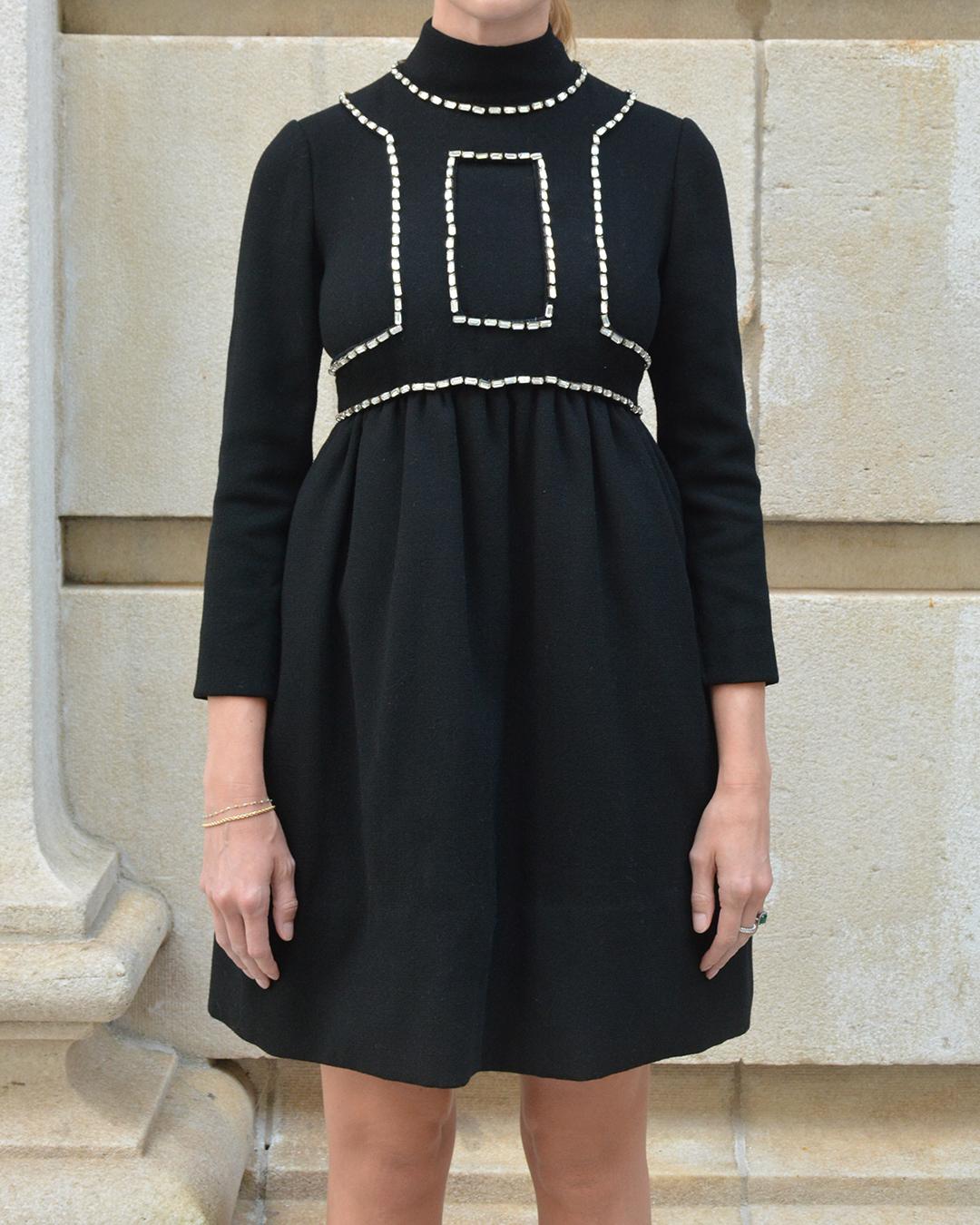Vintage 1960s Donald Brooks Embellished Mod Cocktail Dress In Excellent Condition For Sale In New York, NY