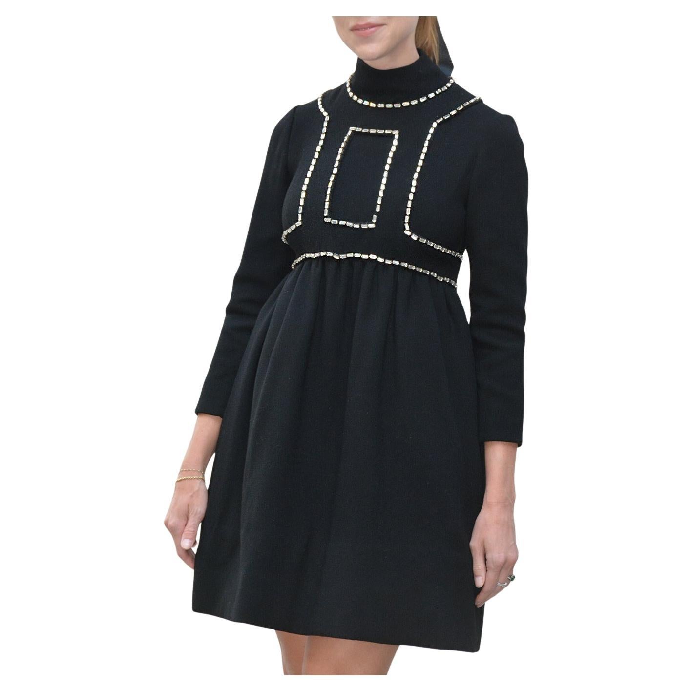 Vintage 1960s Donald Brooks Embellished Mod Cocktail Dress For Sale