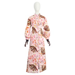 Vintage 1960's Dynasty Pink Floral Quilted Hostess Coat Sixties Coat UK 10-12