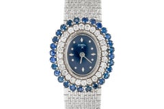 Orologio d'epoca degli anni '60 Ebel in oro bianco con diamanti e zaffiri