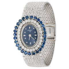Orologio d'epoca degli anni '60 Ebel in oro bianco con diamanti e zaffiri