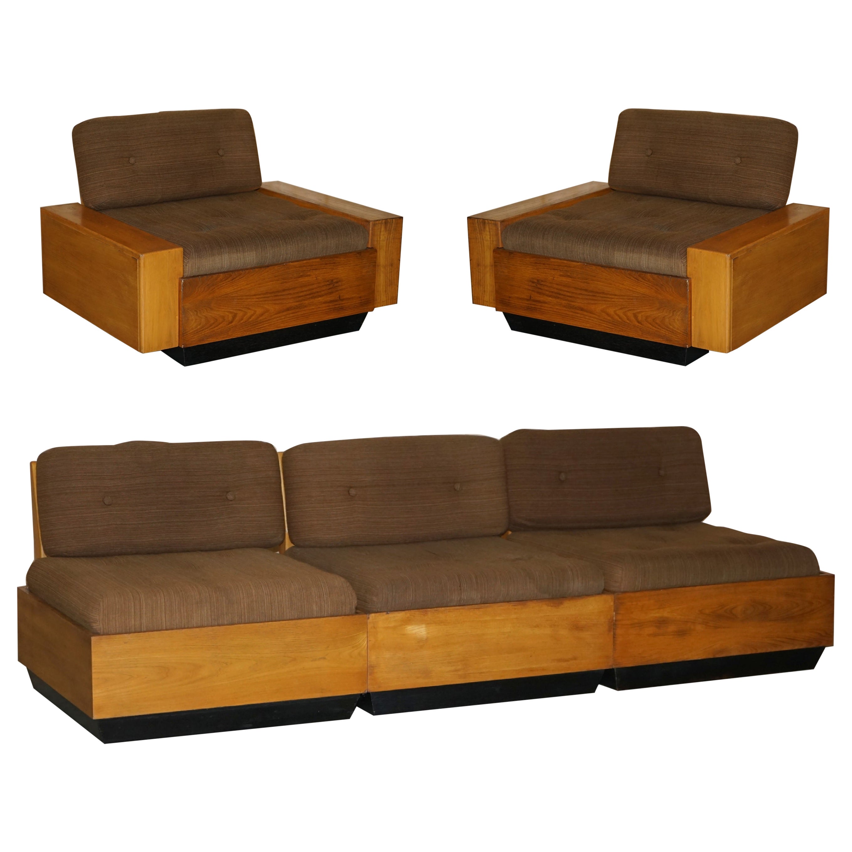 Vintage 1960
s Elm Danish Modular Sofa 
Armchair Suite Must See Pictures