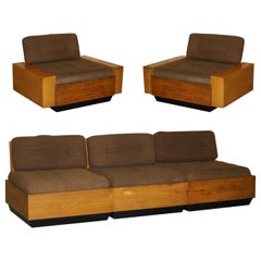 Vintage 1960's Elm Danish Modular Sofa & Armchair Suite Must See Pictures