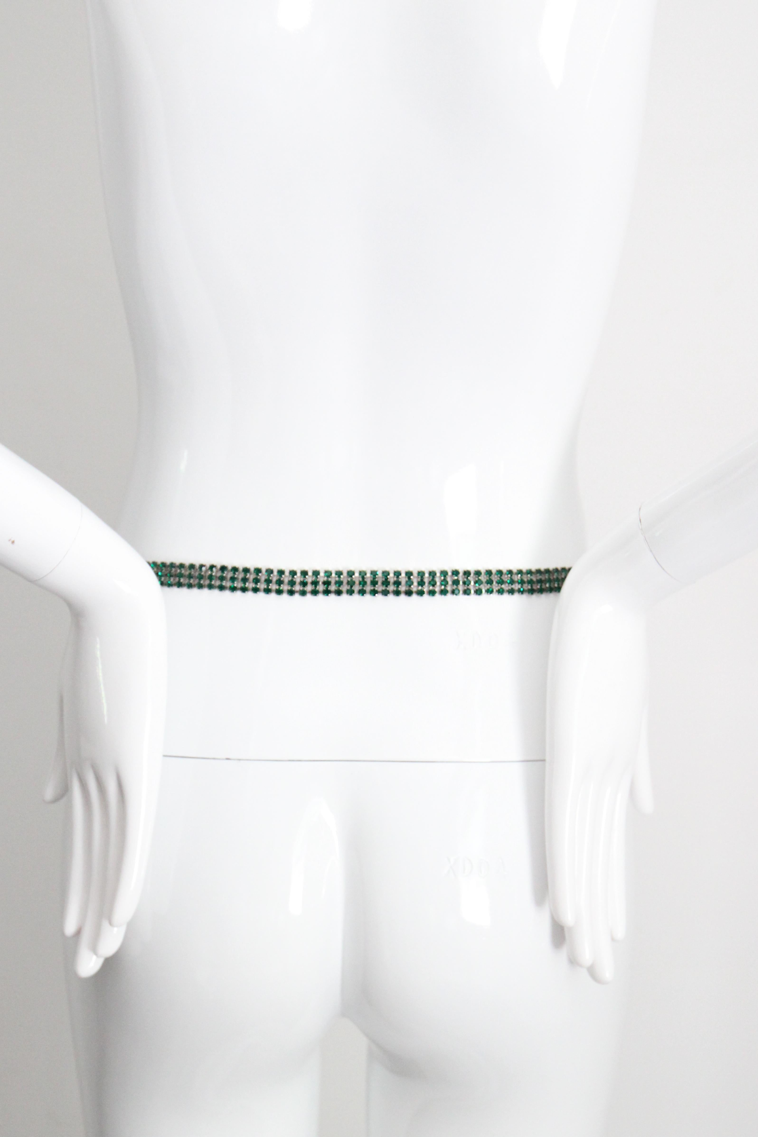 Donna Cintura vintage anni '60 in smeraldo con strass, dichiarazione di Greene & Greene UK 10 US 6 in vendita