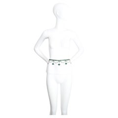 Cintura vintage anni '60 in smeraldo con strass, dichiarazione di Greene & Greene UK 10 US 6