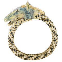 Pulsera vintage años 60 Caballo esmaltado con diamantes