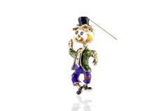 Vintage 1960s Enamel Scarecrow Brooch