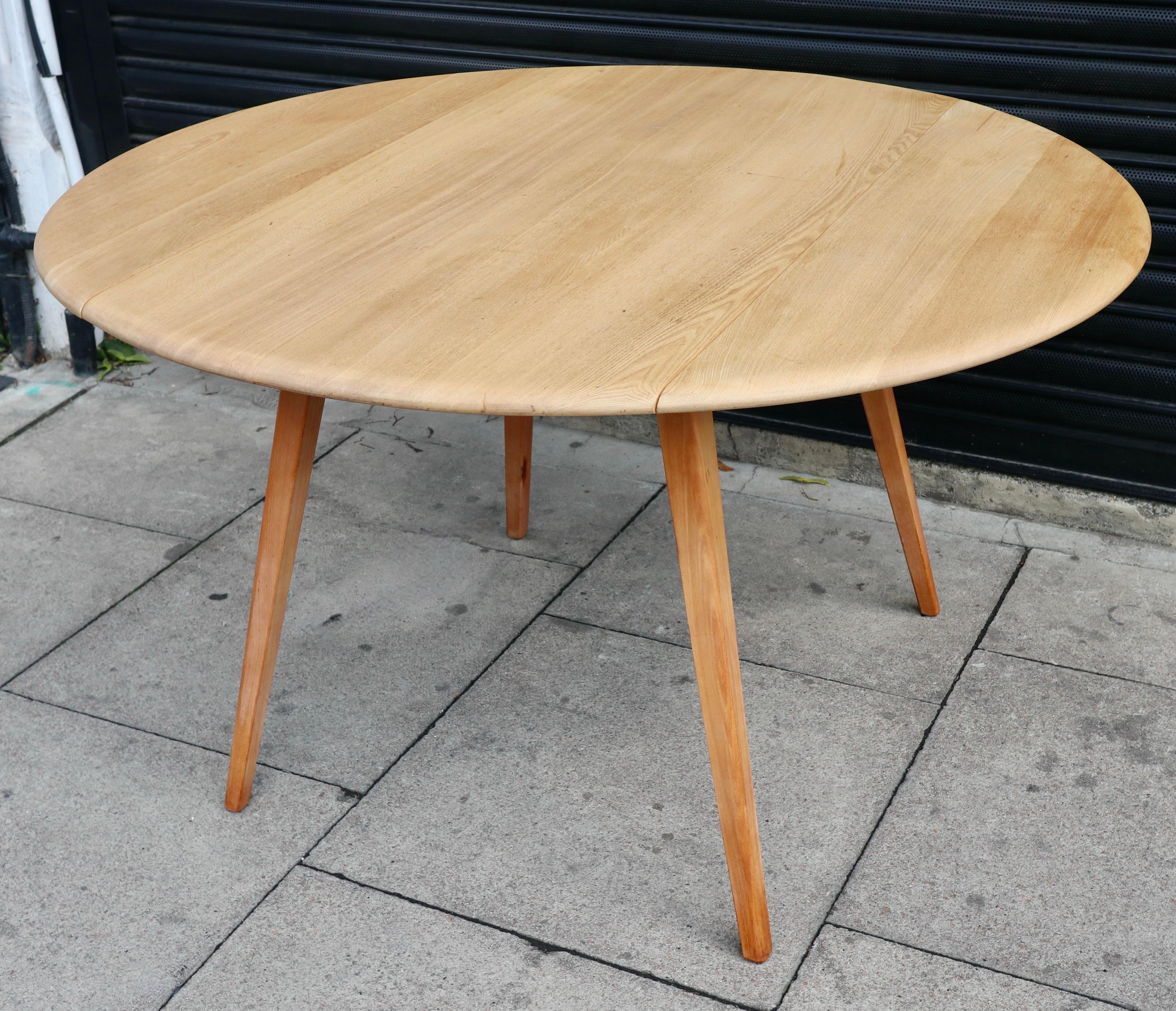 Vintage 1960s Ercol drop leaf Elmwood and Beech dining table For Sale 5