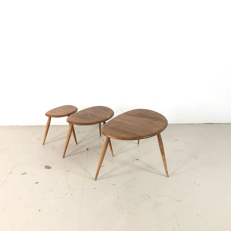 Vintage 1960s Ercol Nest of Blonde "Pebble" Coffee Tables at 1stDibs