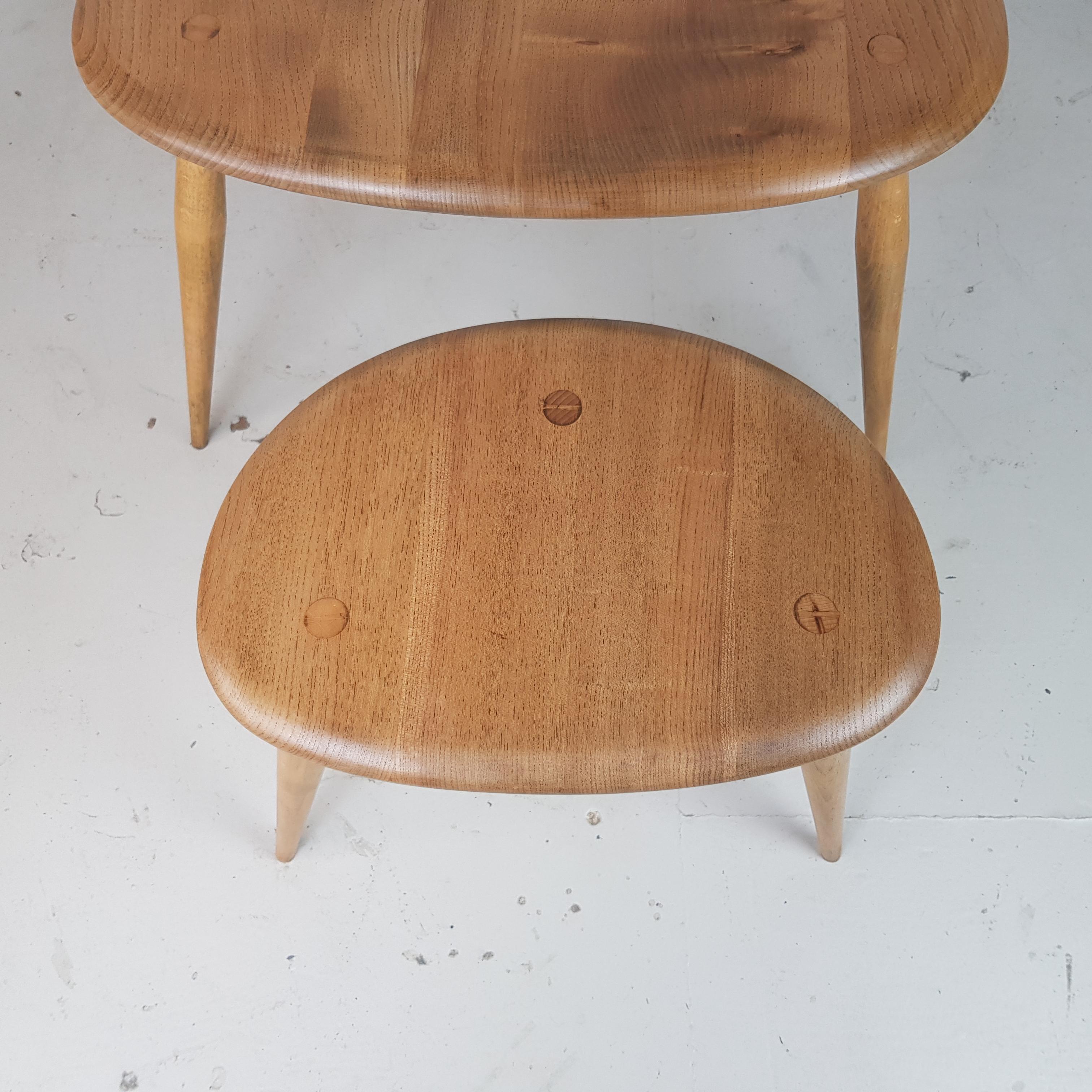 English Vintage 1960s Ercol Nest of Blonde 