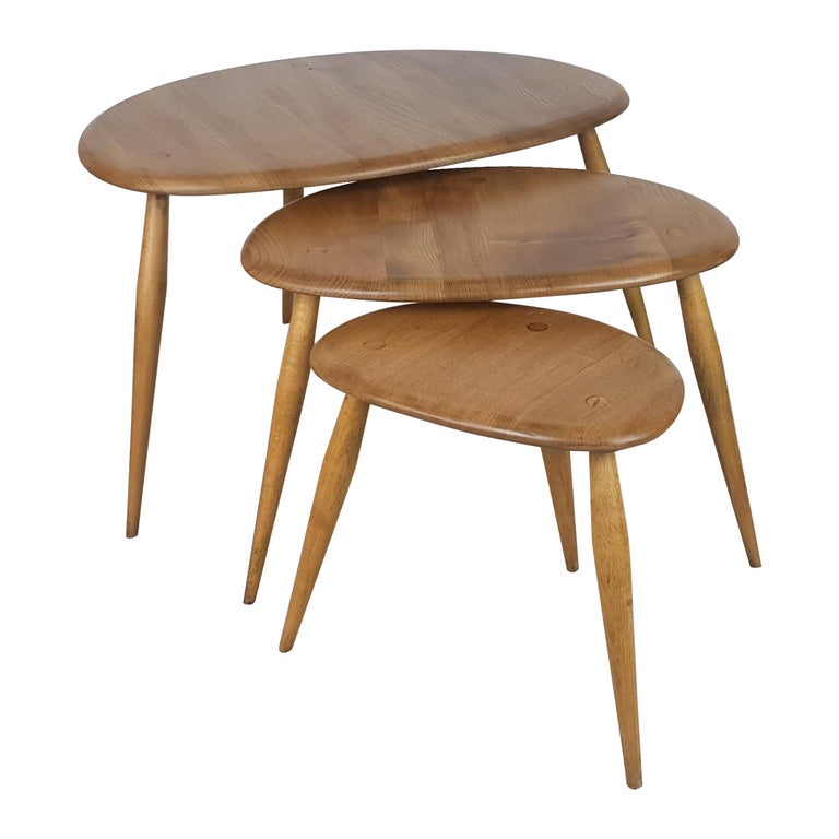 Vintage 1960s Ercol Nest of Blonde "Pebble" Coffee Tables ...