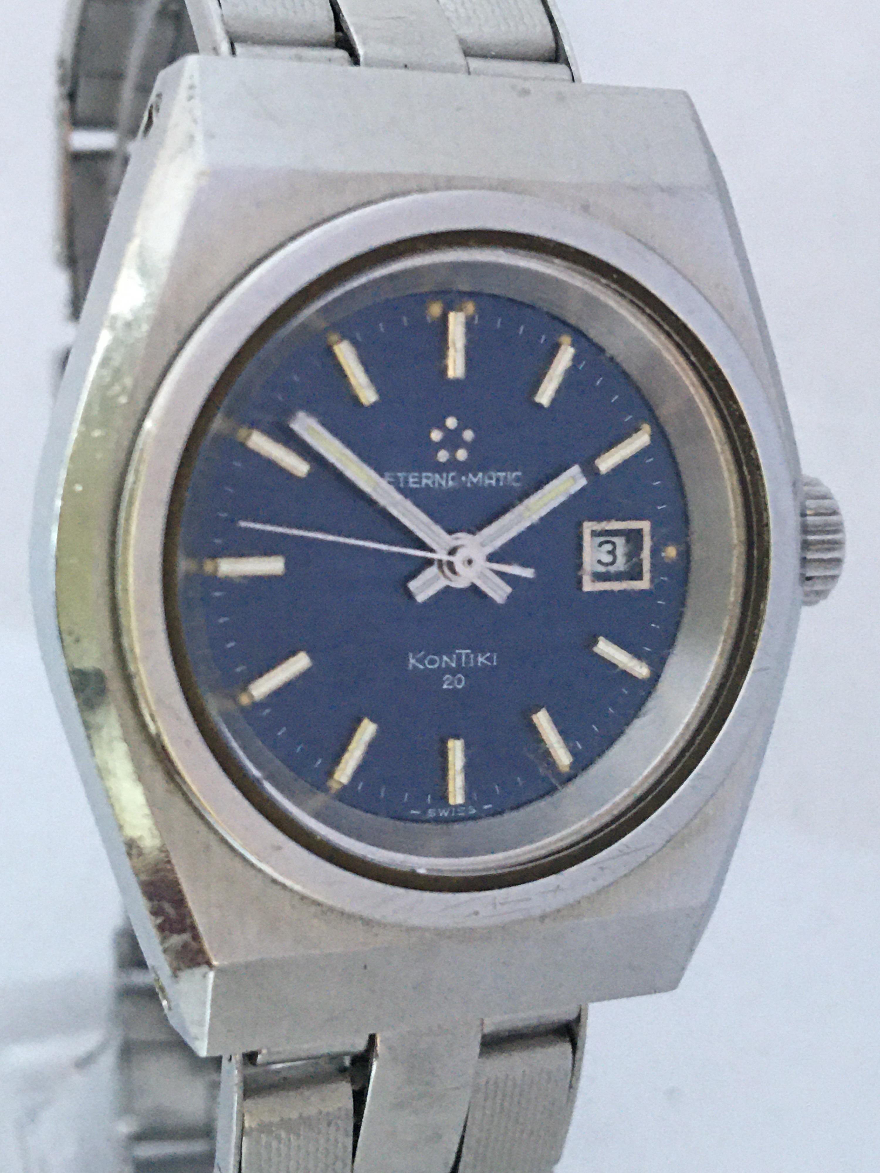 Vintage 1960s Eterna Matic Kon Tiki 20 Date SS Automatic winding Ladies watch For Sale 5