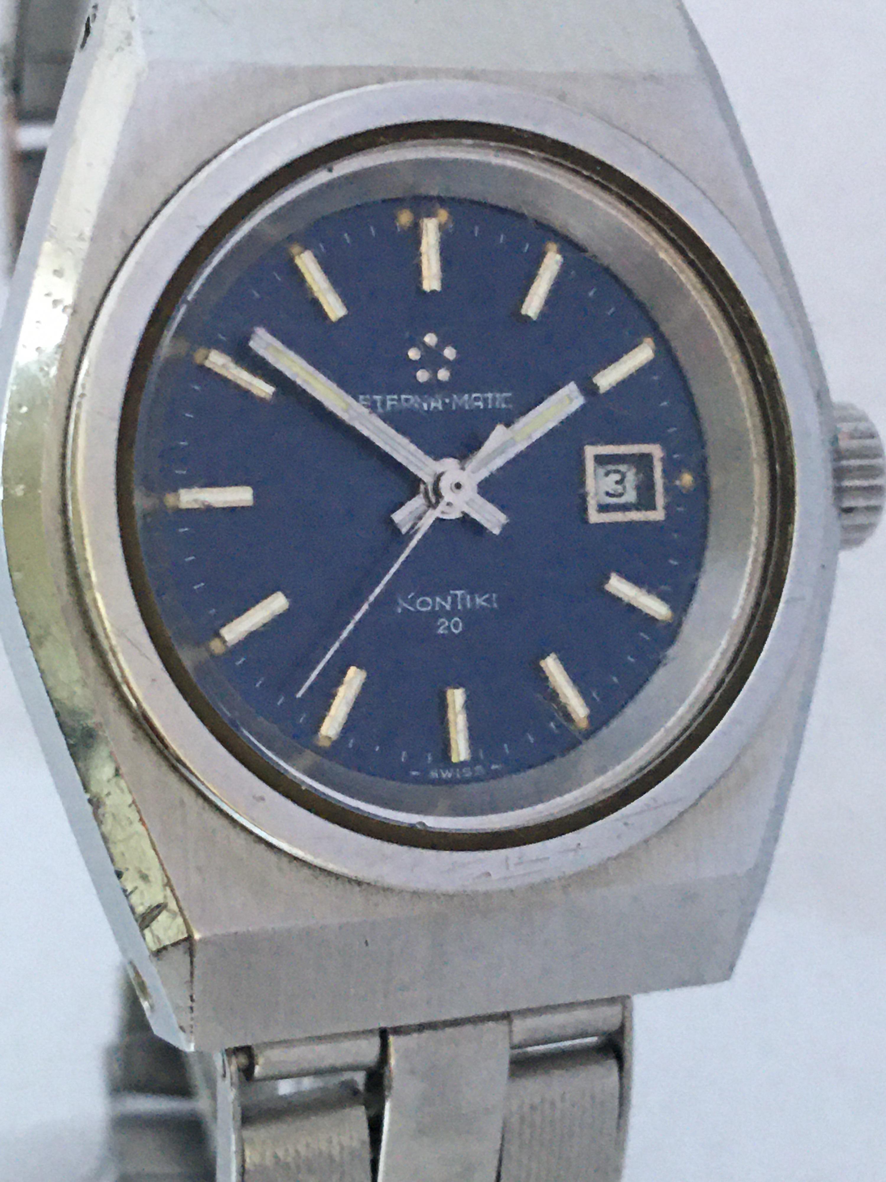 This beautiful pre-owned automatic Eterna-matic Watch is working and it is running well. excellent time keeping. Visible signs of ageing and wear with small scratches on the glass and watch case as shown.

Please study the images carefully as form