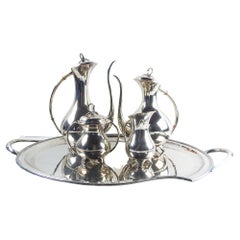 Used 1960's Eugen Ferner Silverplate Tea Coffee Set 5 Piece 