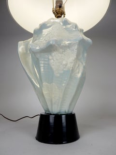 Vintage 1960s Faux Conch Shell Ceramic Table Lamp