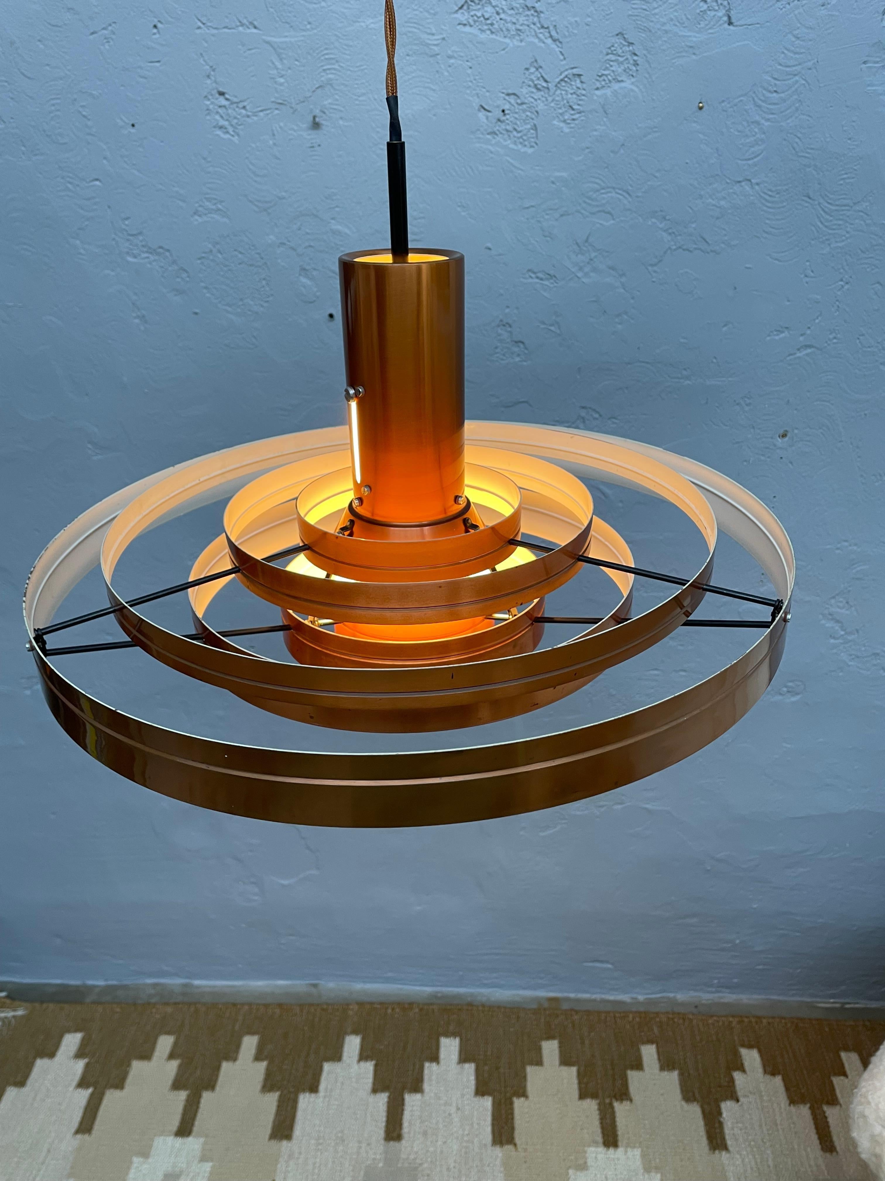Mid-Century Modern Vintage 1960s  Fibonacci Pendant in Copper By Sofus Frandsen for Fog And Mørup For Sale