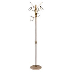 Vintage 1960s floor coat rack in golden brass, Italian design