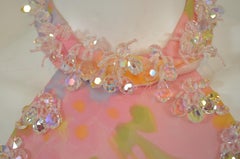 Vintage 1960's Floral Print Chiffon Halter Gown