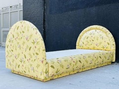 Vintage 1960s Floral Upholstered Twin Bed, Hollywood Regency Style
