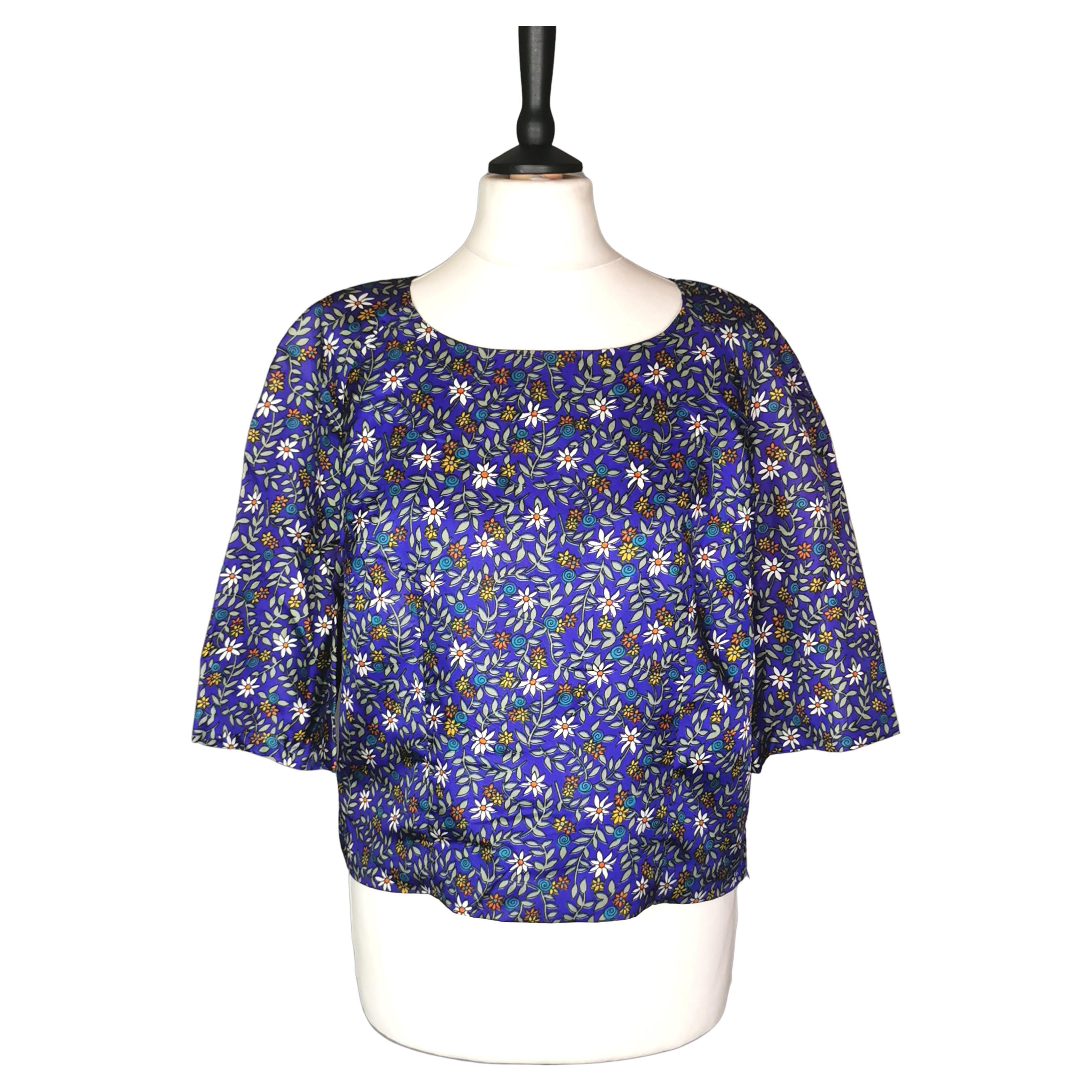 Vintage 1960s Flower power cropped blouse For Sale