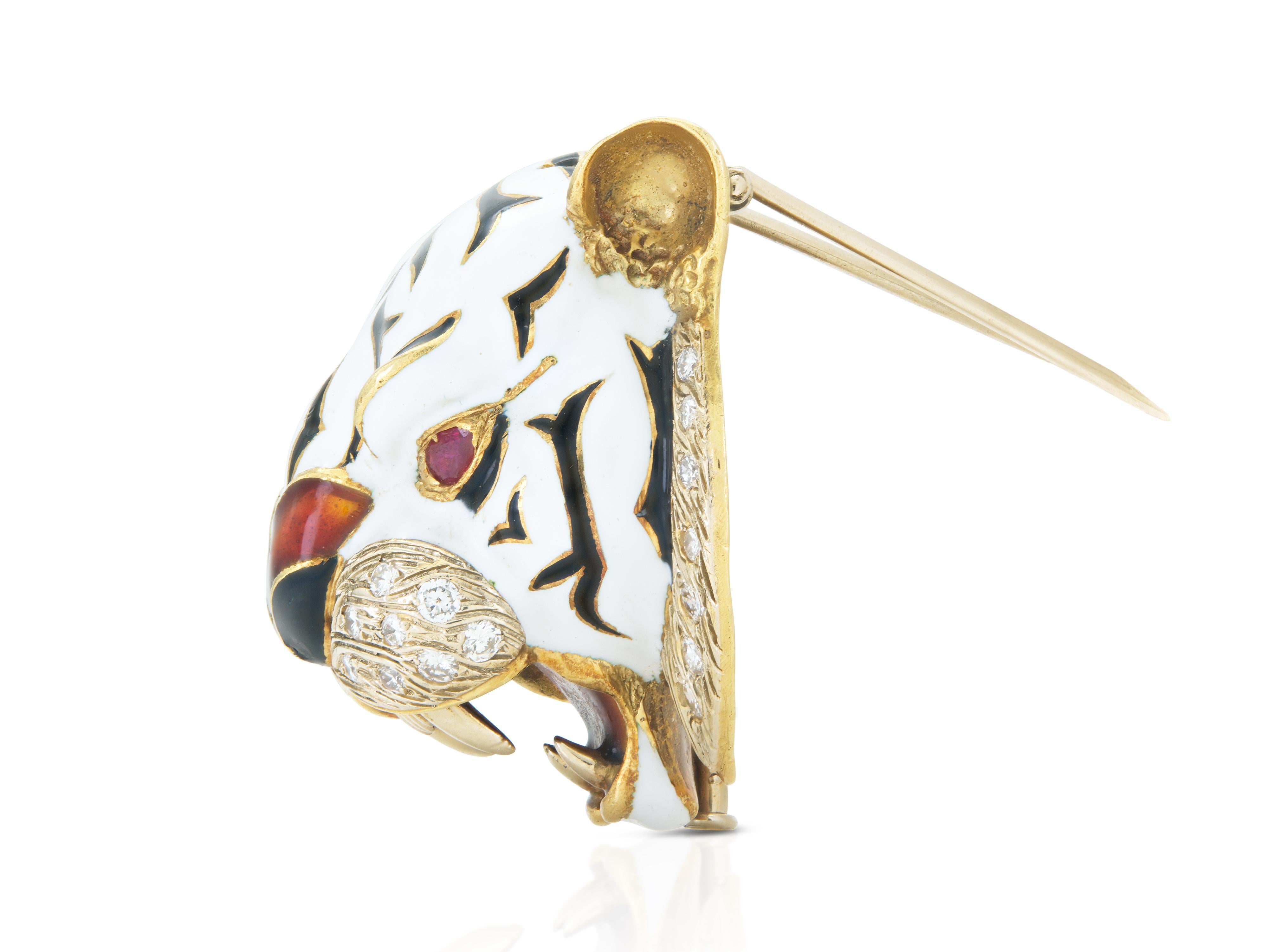 Taille ronde Vintage 1960s Frascarolo Tiger Brooch en vente