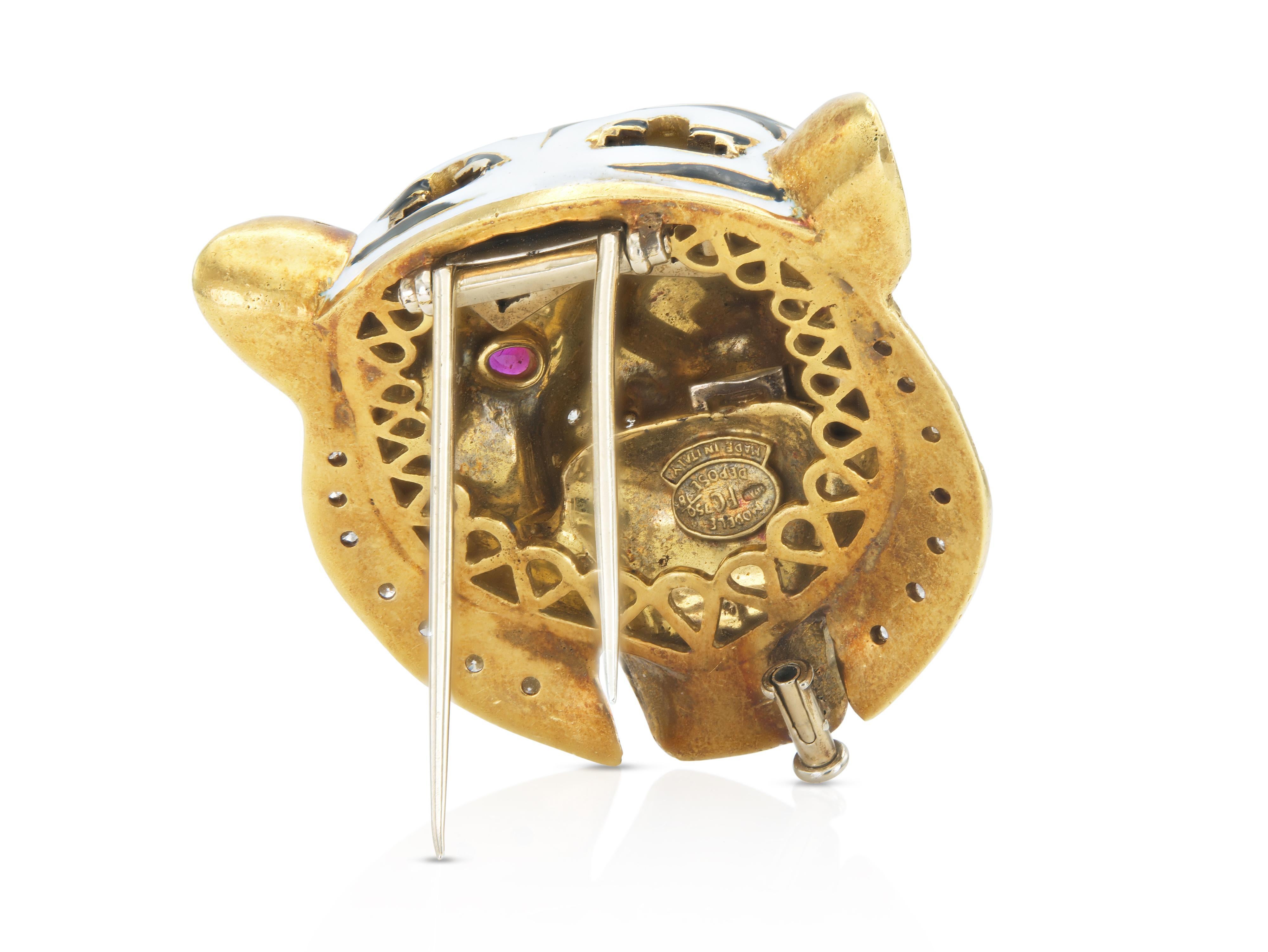 Vintage 1960s Frascarolo Tiger Brooch Bon état - En vente à New York, NY