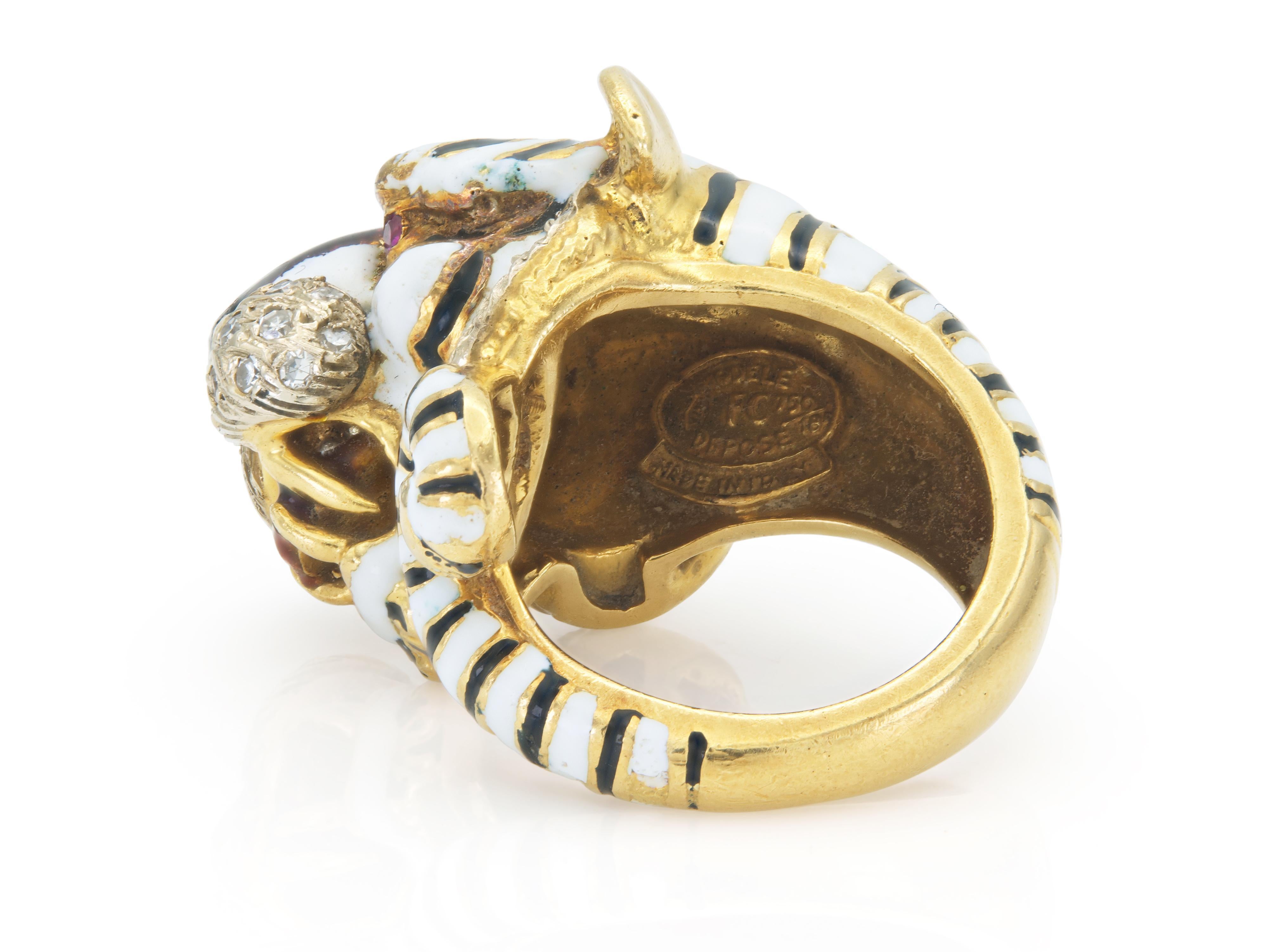 Vintage 1960s Frascarolo Tiger Ring Bon état - En vente à New York, NY
