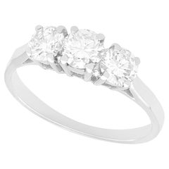 Anillo trilogía vintage francés de los años 60 de oro blanco de 18 quilates y 1,23 quilates de diamantes