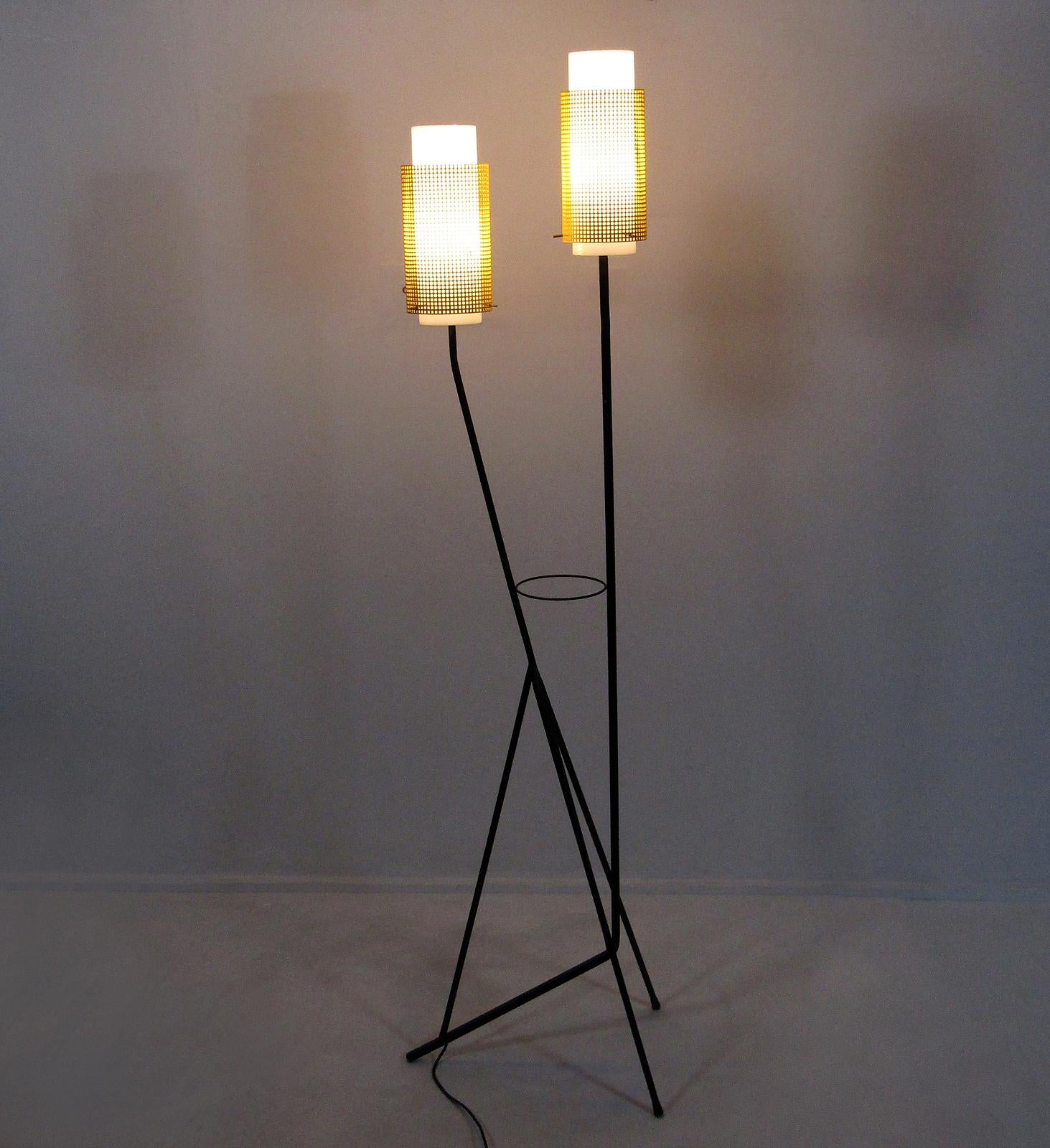 Metal Vintage 1960s French Lovers Modernist Floor Lamp Attrib. Mathieu Mategot For Sale