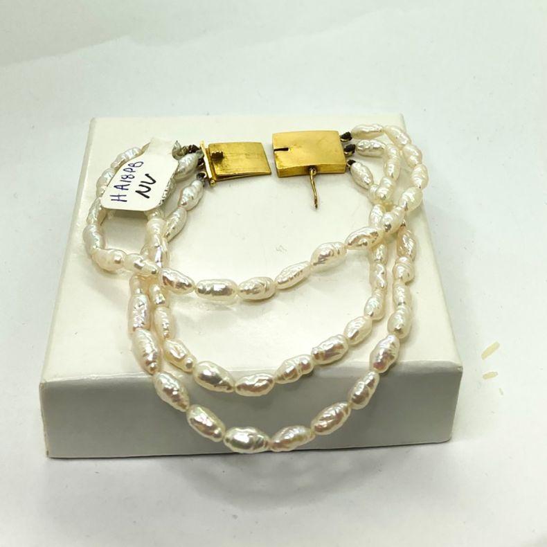 Uncut Vintage 1960's Freshwater Pearl Bracelet, Triple stand For Sale