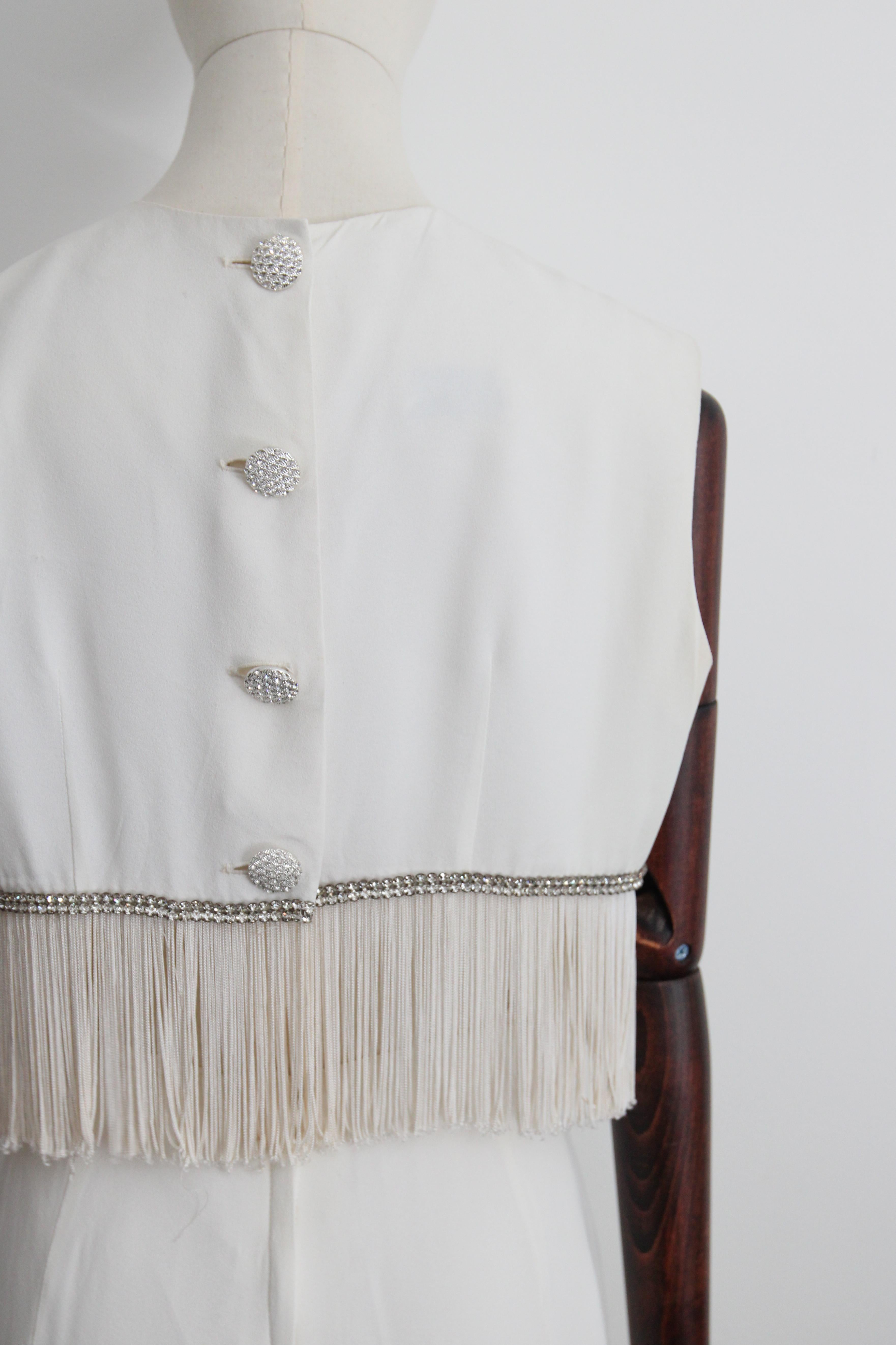Vintage 1960's Fringed Blouse and Rhinestone Blouse genie trouser set UK 12 US 8 For Sale 5