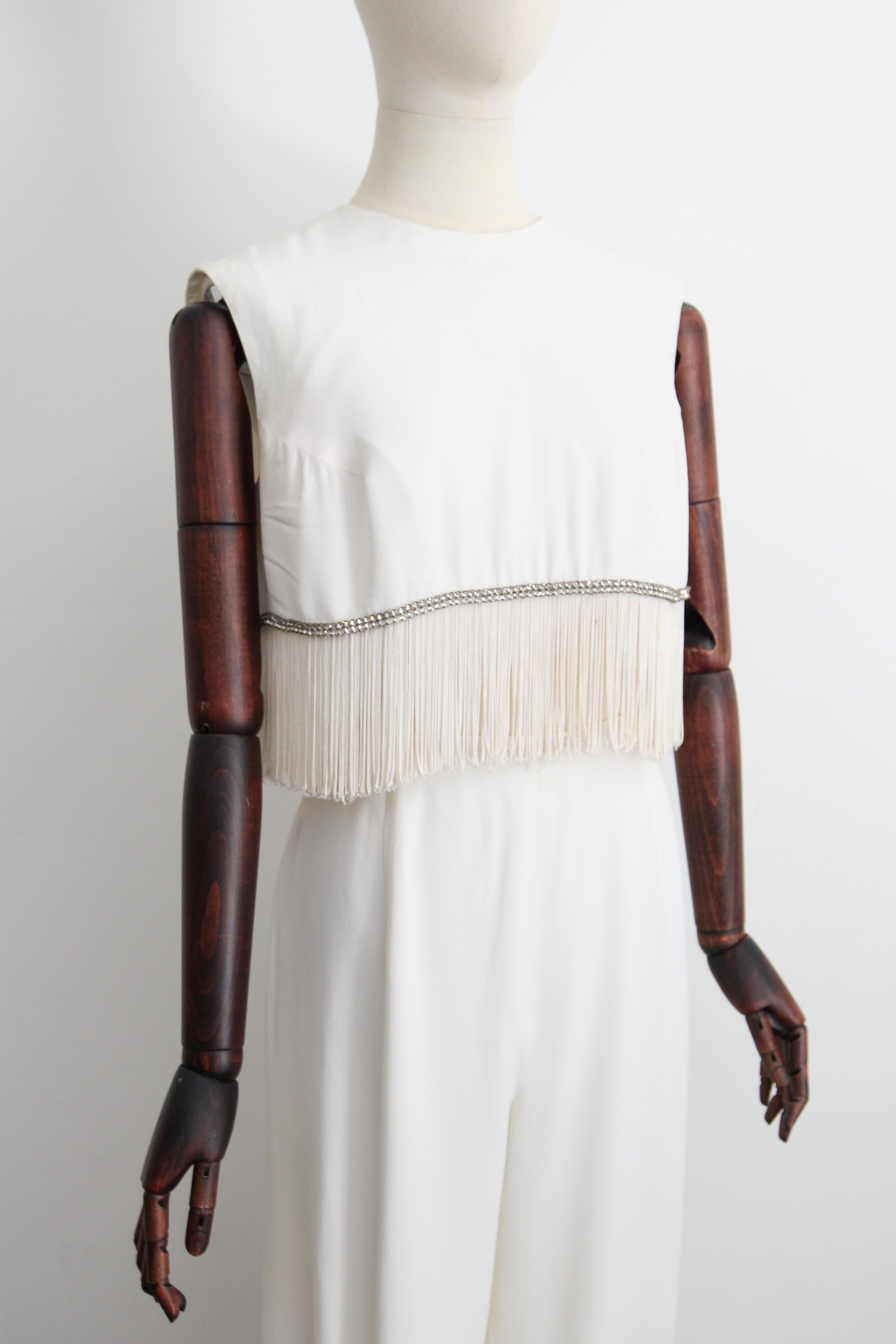 Vintage 1960's Fringed Blouse and Rhinestone Blouse genie trouser set UK 12 US 8 For Sale 1