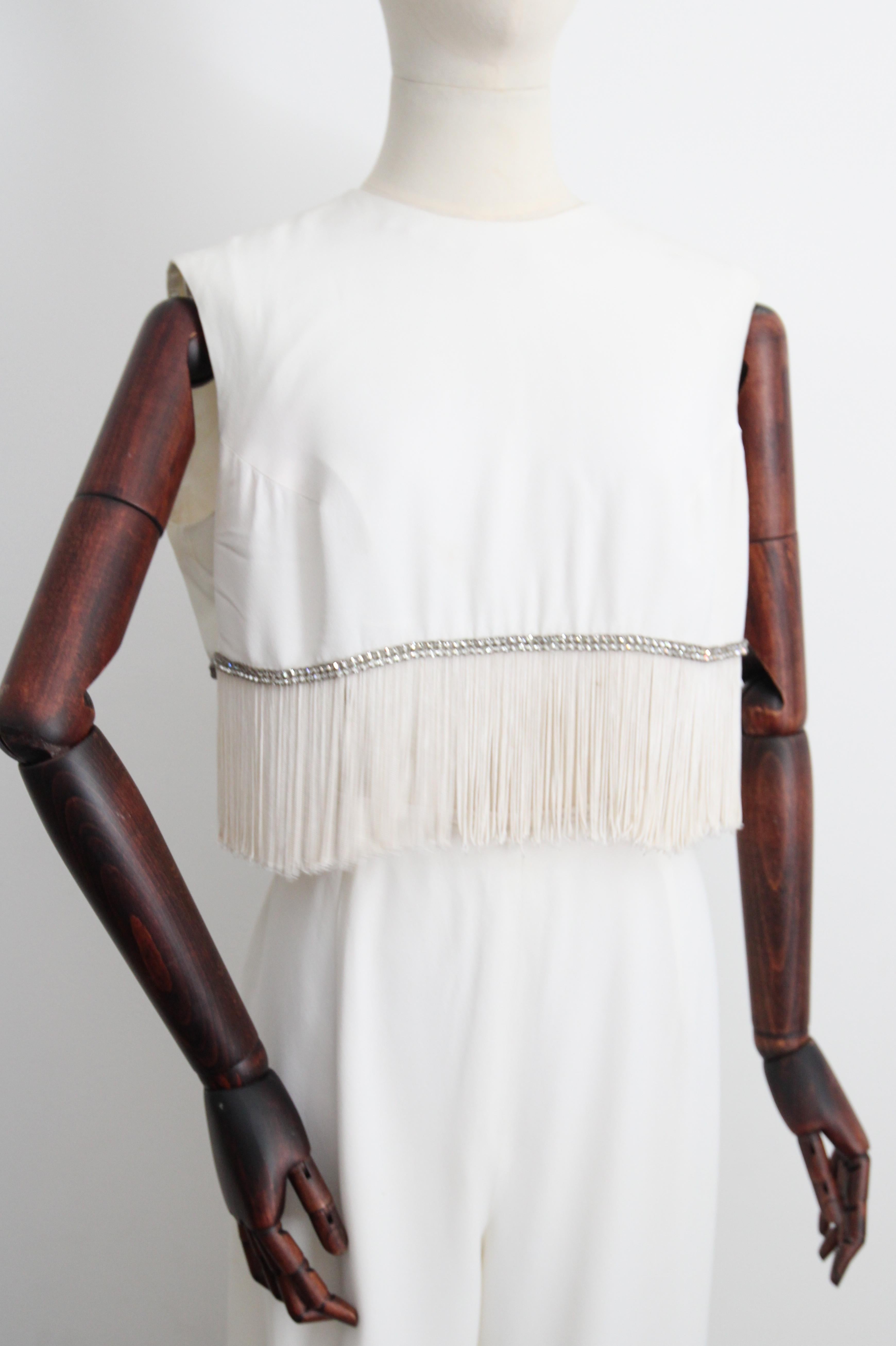 Vintage 1960's Fringed Blouse and Rhinestone Blouse genie trouser set UK 12 US 8 For Sale 2