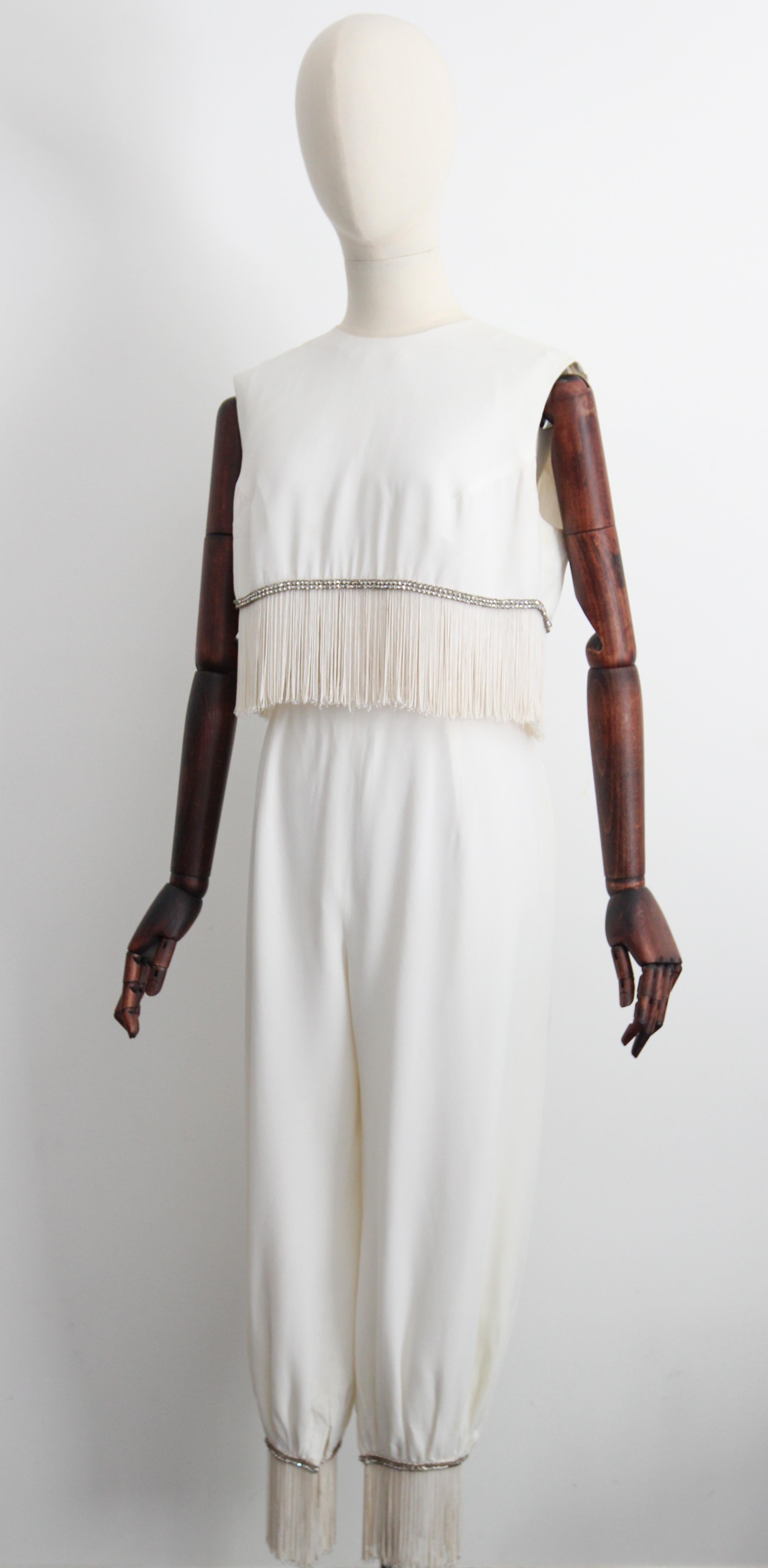 Vintage 1960's Fringed Blouse and Rhinestone Blouse genie trouser set UK 12 US 8 For Sale 3