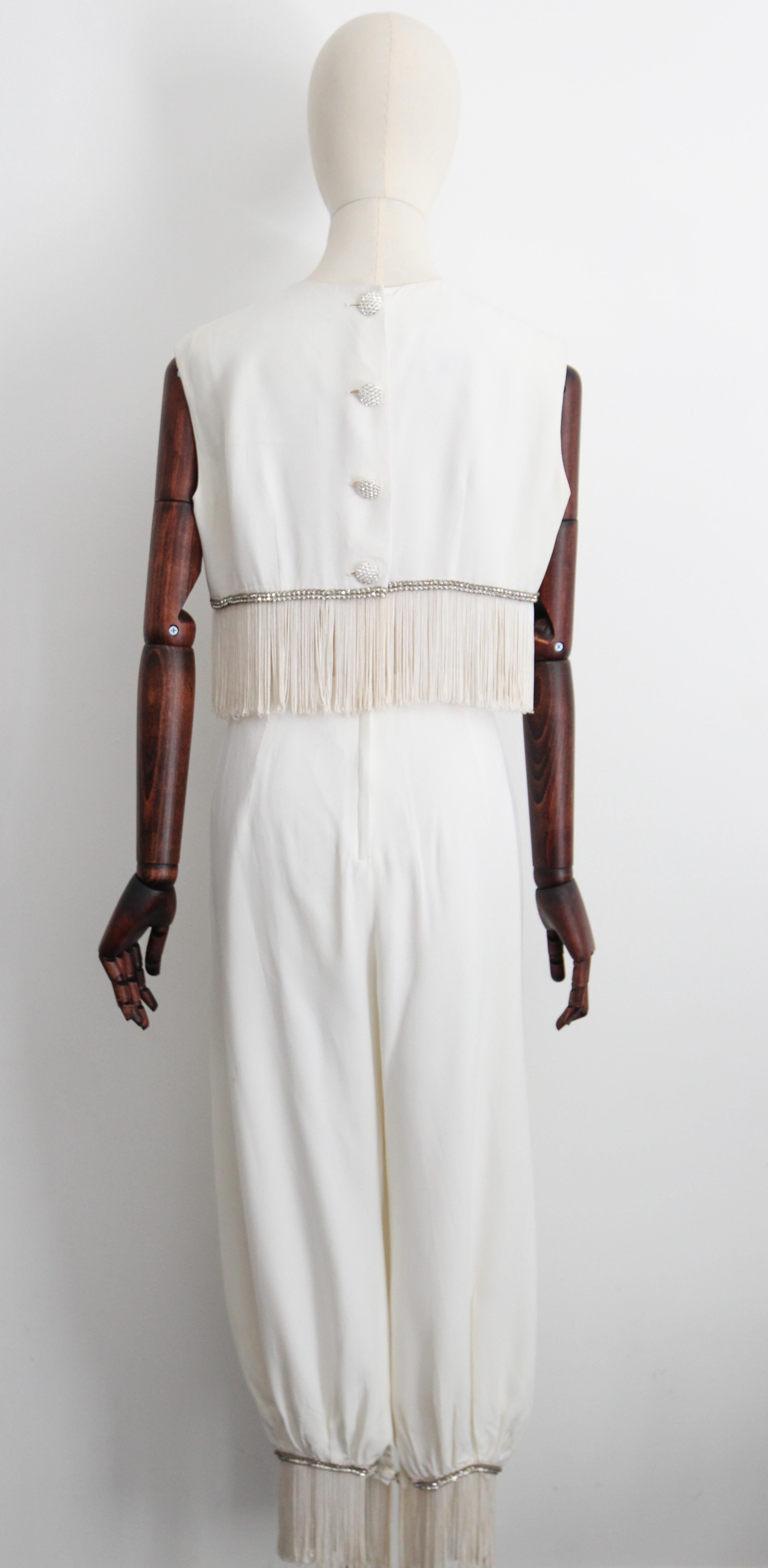 Vintage 1960's Fringed Blouse and Rhinestone Blouse genie trouser set UK 12 US 8 For Sale 4