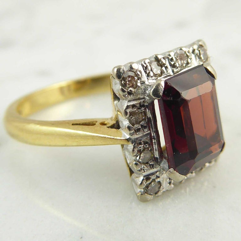 Vintage 1960s Garnet Diamond Cluster Ring, Yellow Gold, Hallmarked ...