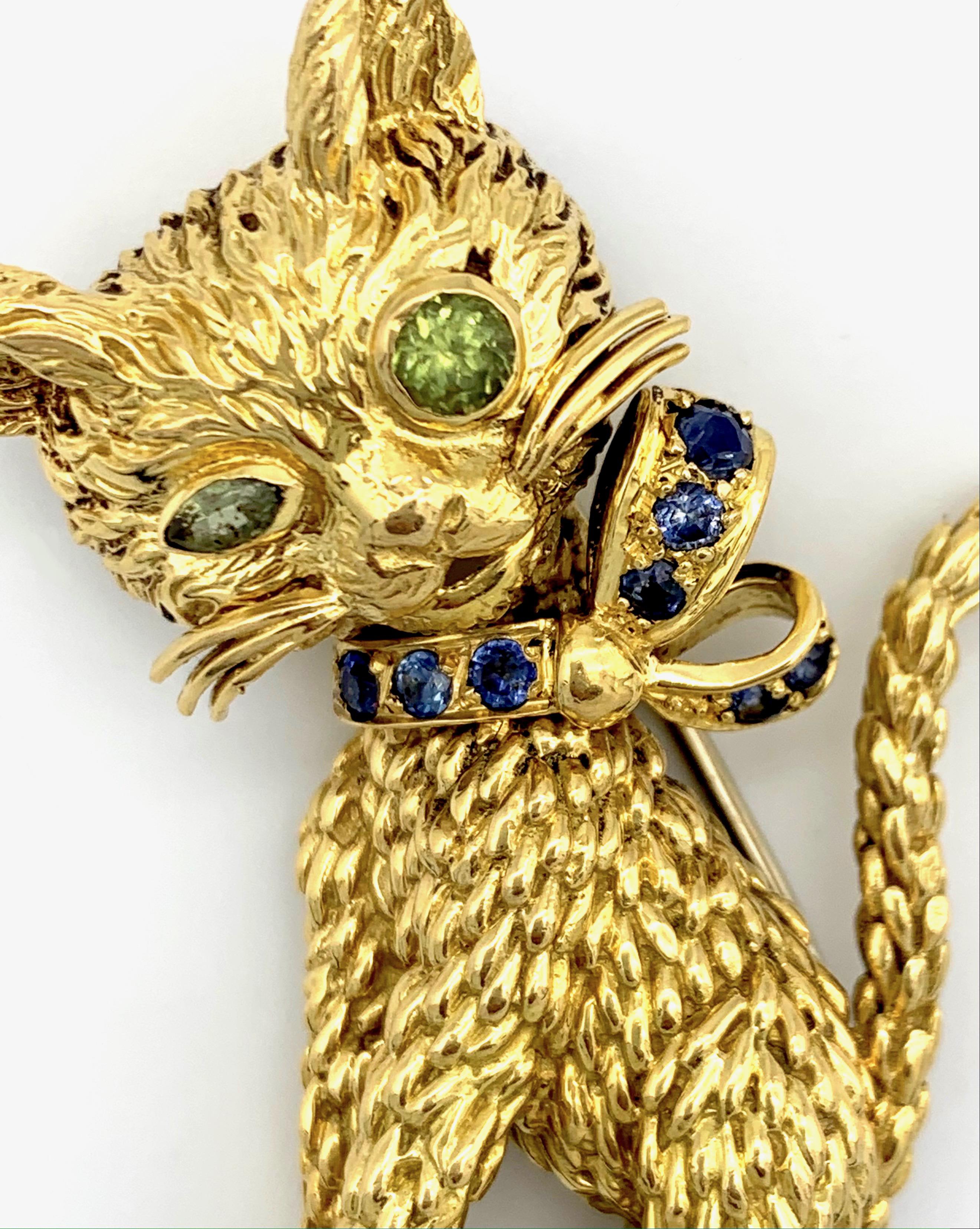 Women's Vintage 1960's George L'Enfant Cat Dress Clip Brooch 18 Karat Gold