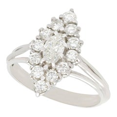 Vintage 1960s German 1.29 Carat Diamond and White Gold Cocktail Ring