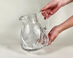 Vintage 1960s German Hand-Cut Crystal Decanter with Handle, Large 2L Heavy Crys